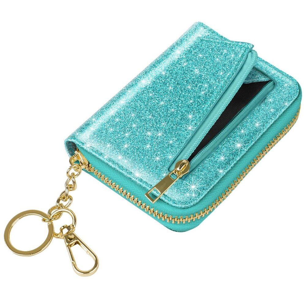 3584 14 Credit Card Slots RFID Card Holder Wallet Glitter Leather Small